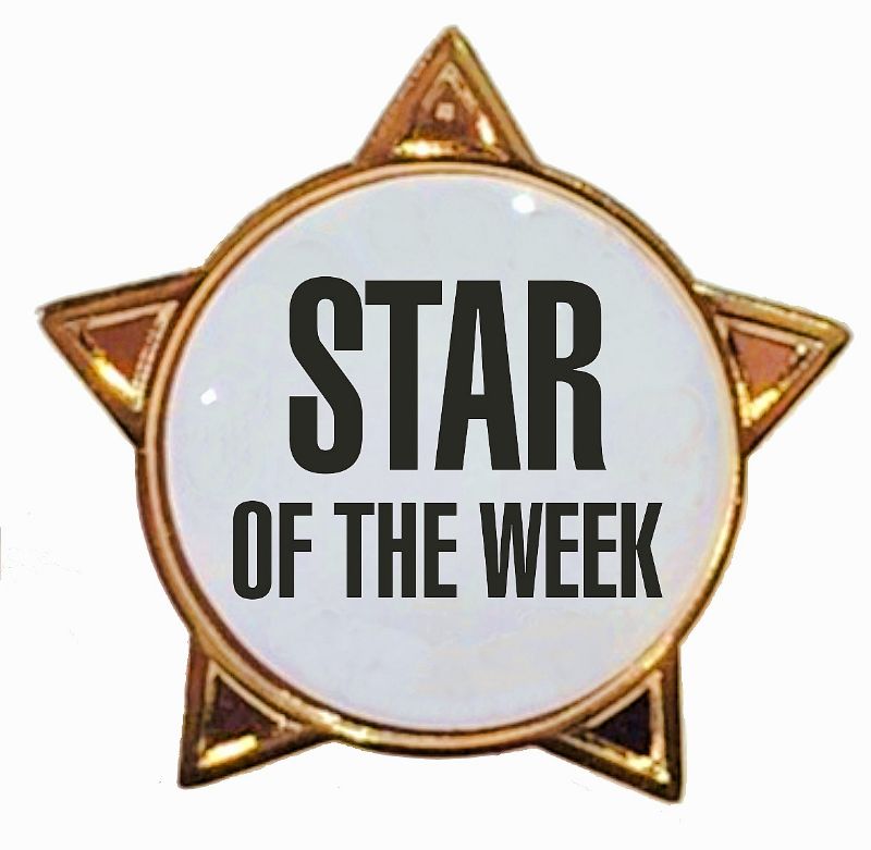 STAR OF THE WEEK titled star badge